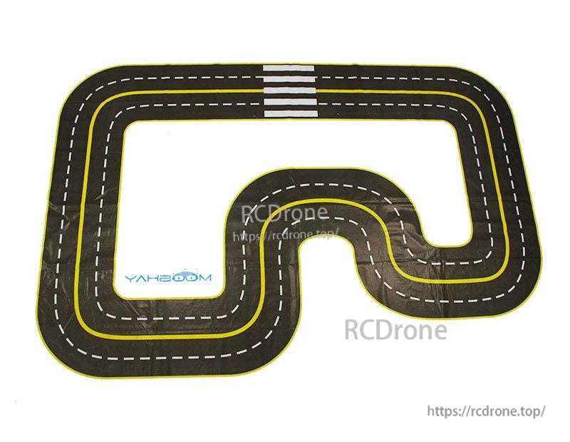 Dual-track road map mat layout with crosswalk stripe section, alternate view of the track