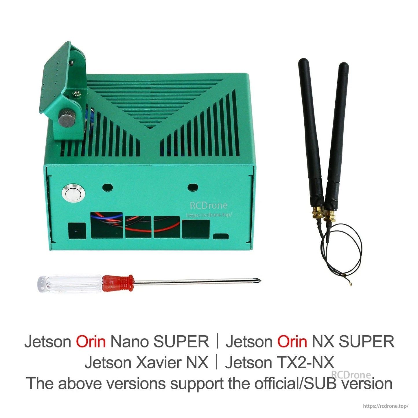 Bundle for Jetson Orin Nano SUPER/Orin NX SUPER/Xavier NX/TX2‑NX: case with antenna kit and screwdriver