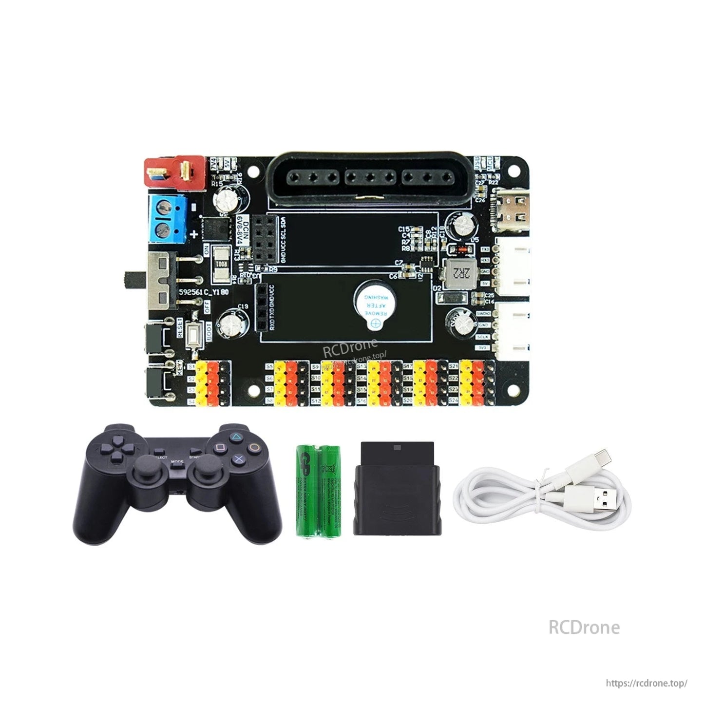 Basic kit: servo control board with gamepad, receiver module, and USB cable