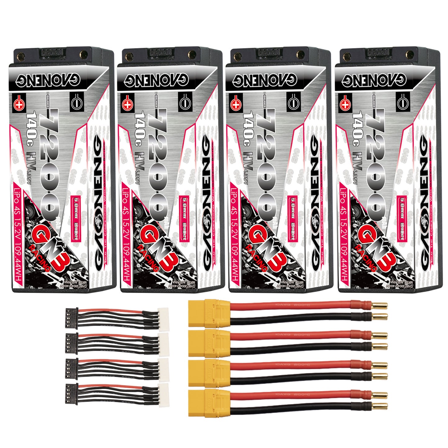 GAONENG GNB LiHV 4S 15.2V 7200mAh 140C 5mm Bullet Hard Case LiPo Battery (ROAR Approved)