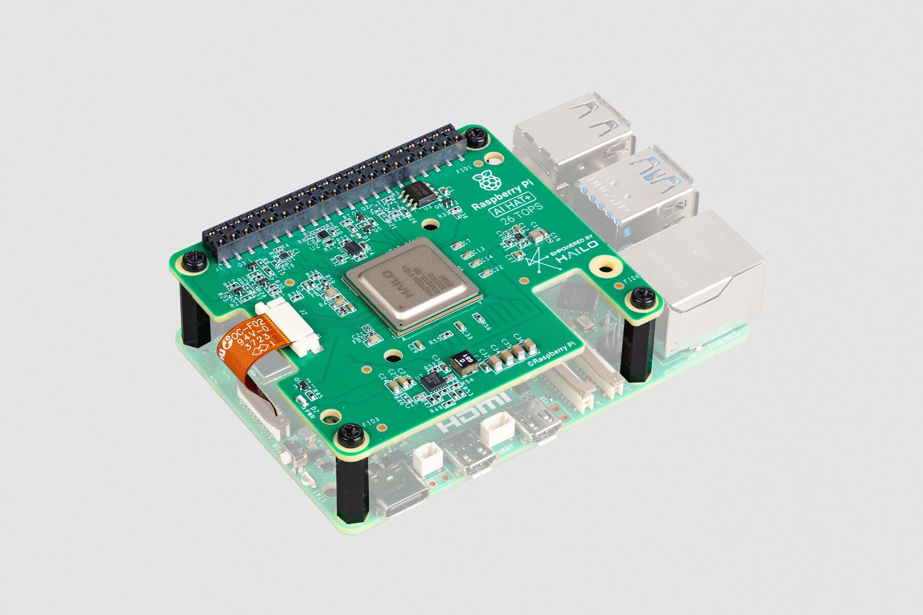 その他 piyopiyo Raspberry Pi 5用AI HAT+ 26 TOPS拡張ボード（Hailoアクセラレータ搭載