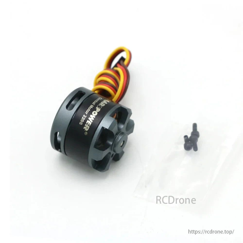 Brushless Gimbal Motor 2208 (yellow/red wires) for CNC FPV Camera Gimbal Mounts.