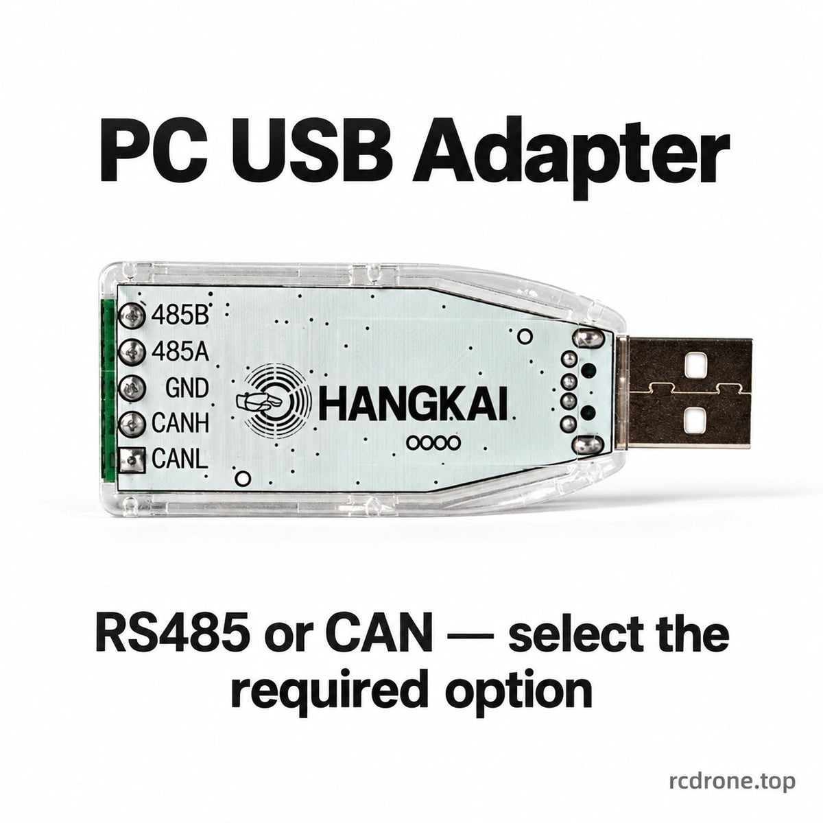 PC USB adapter, bus selected by RS485 or CAN option; sensor not included