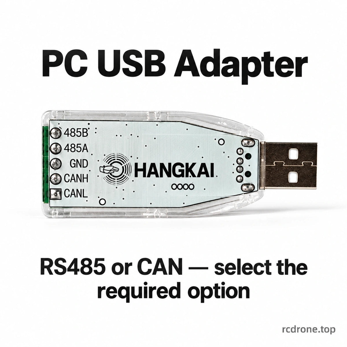 PC USB adapter, selected as RS485 or CAN; sensor not included