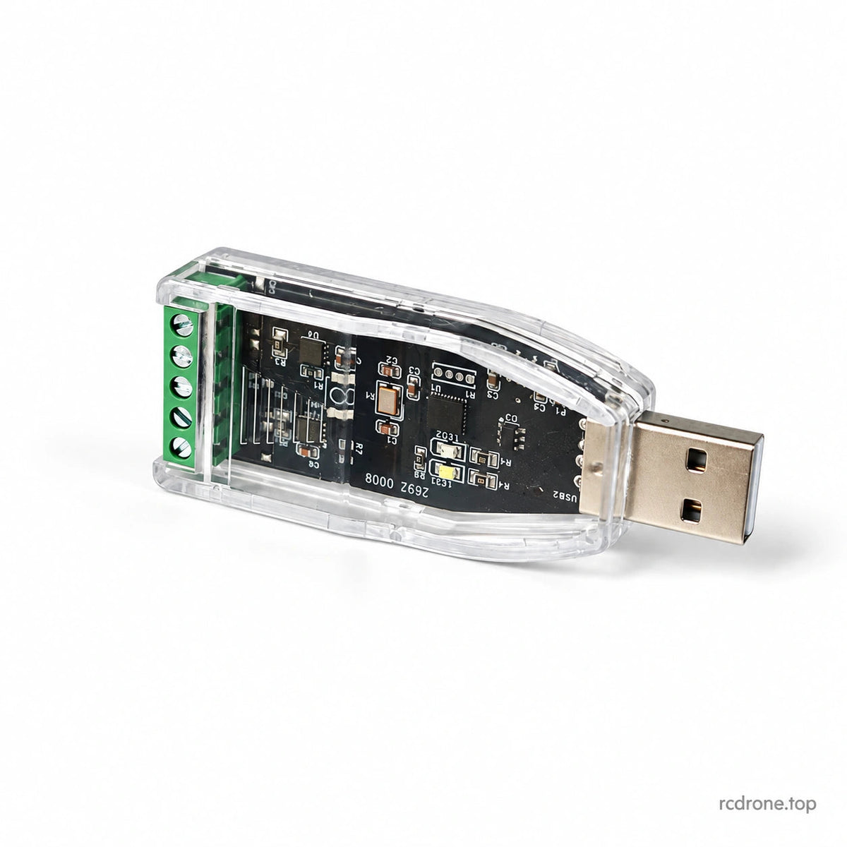 USB communication adapter rear electronics and screw terminals