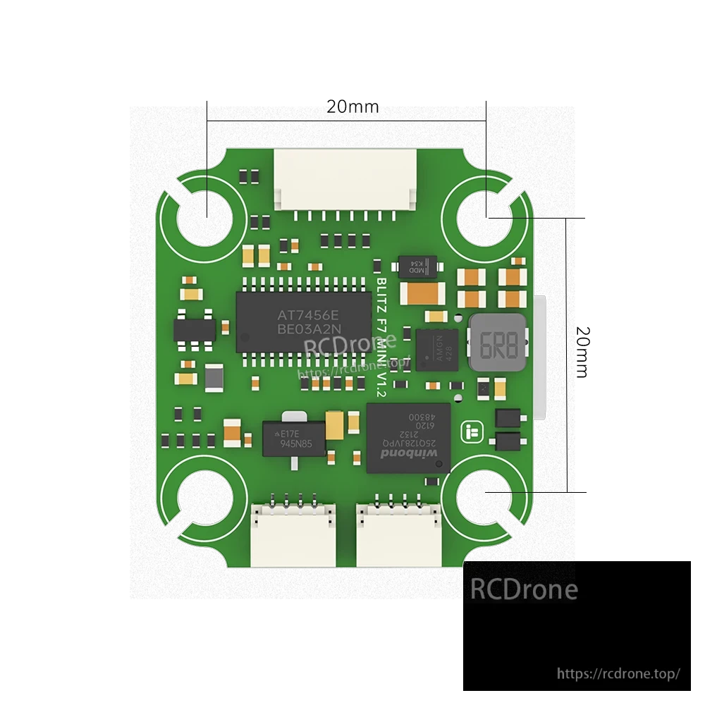 iFlight BLITZ Mini F7 V1.2 flight controller board with four mounting holes and plug-in connectors