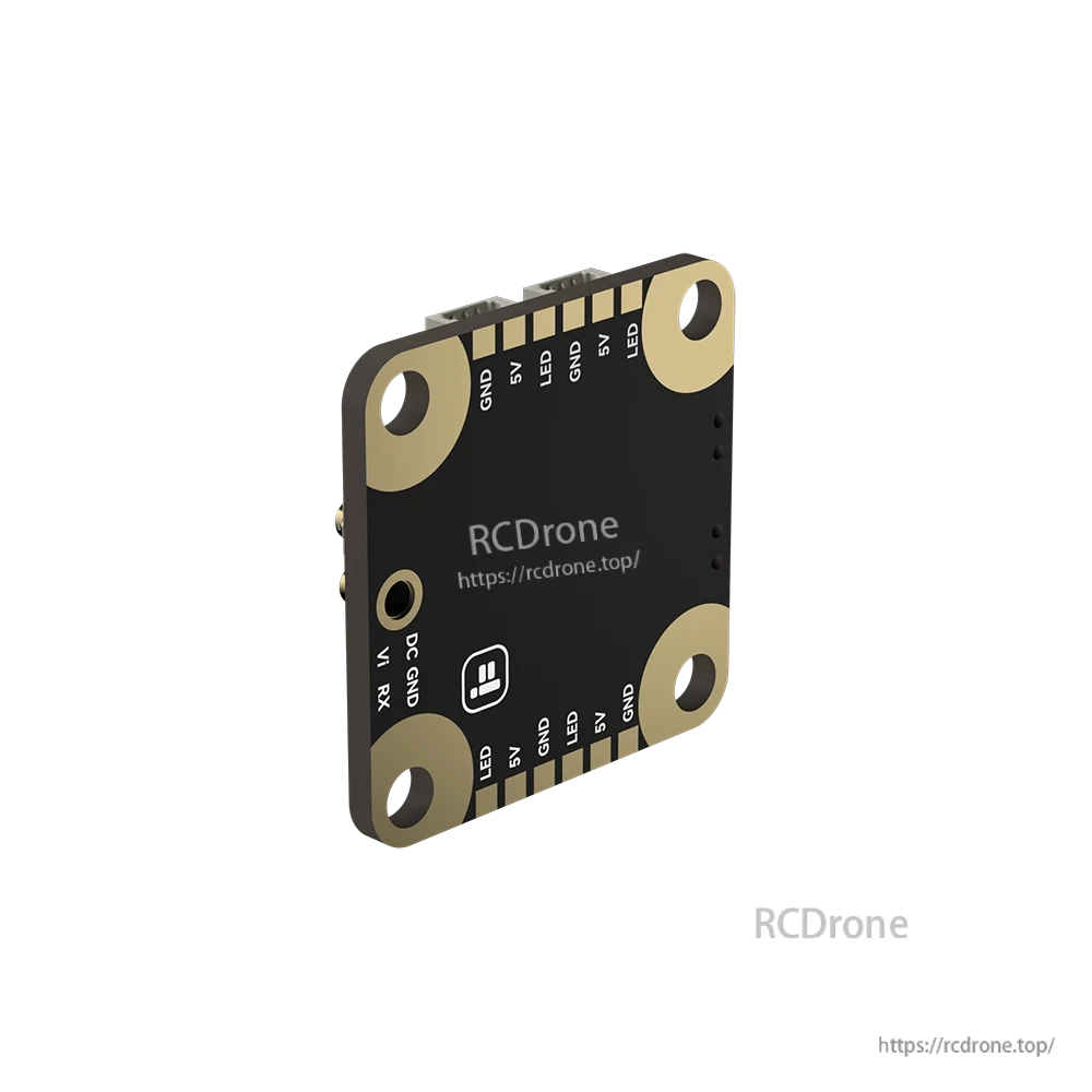 iFlight Borg Race 5.8G FPV VTX board with corner mounting holes and clearly labeled GND, 5V and LED pads