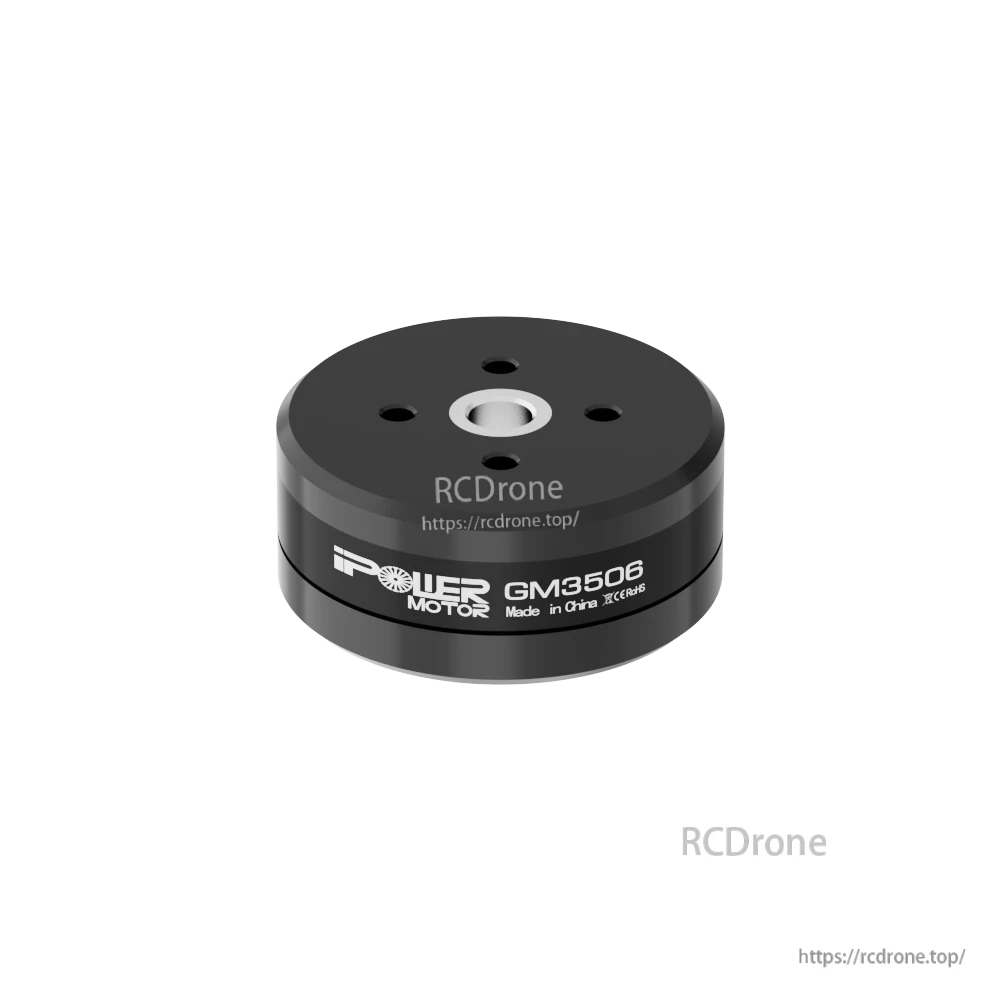 iFlight GM3506 Brushless Gimbal Motor, Black GM3506 brushless gimbal motor with round top plate, four mounting holes, and central shaft opening