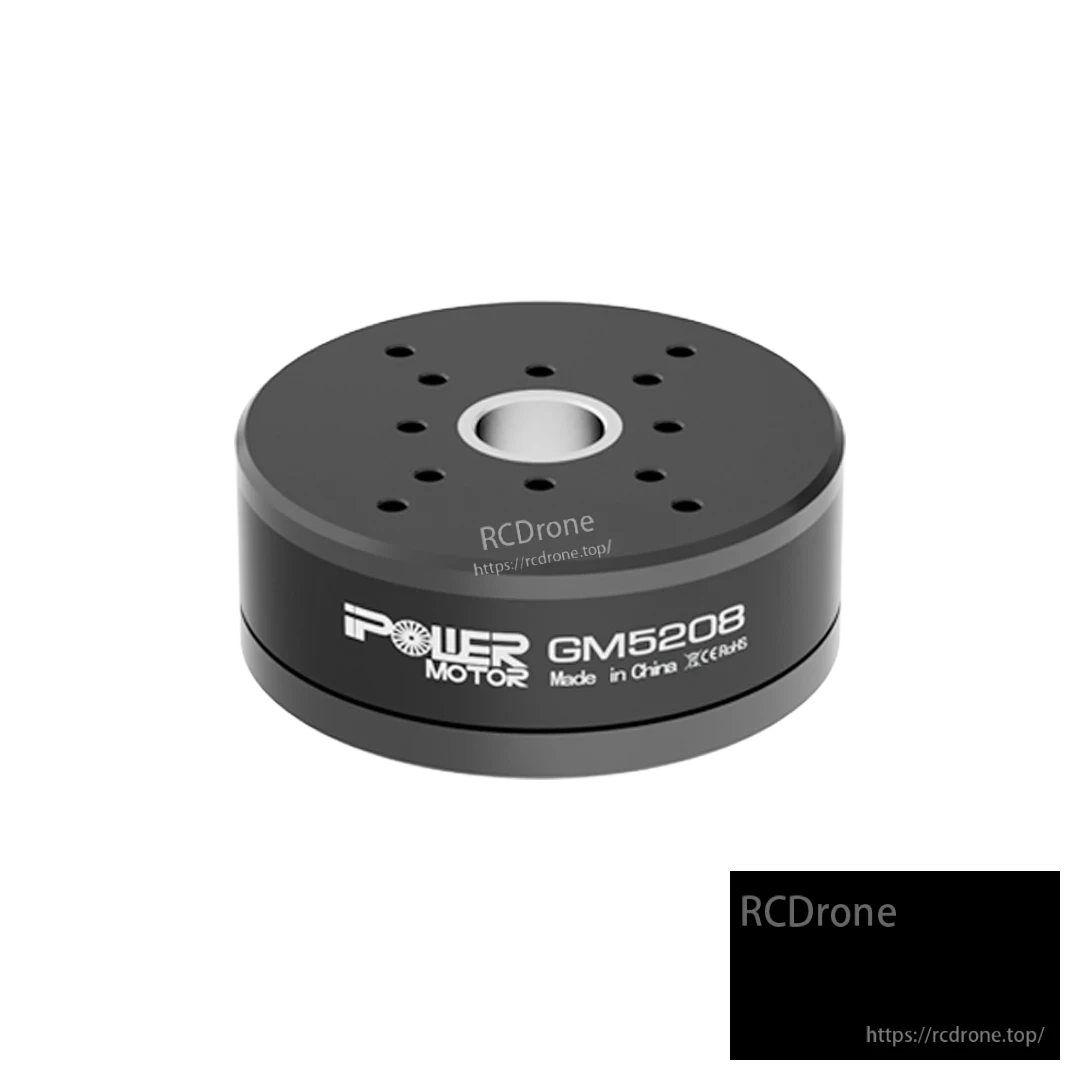 iFlight GM5208-24 Brushless Gimbal Motor, GM5208 brushless gimbal motor with round black housing, top mounting holes, and centered shaft opening