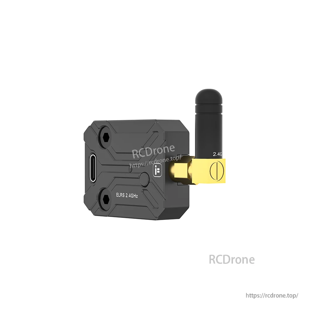 iFlight ELRS 2.4GHz gimbal controller module with USB-C port and 2.4G antenna on a gold connector