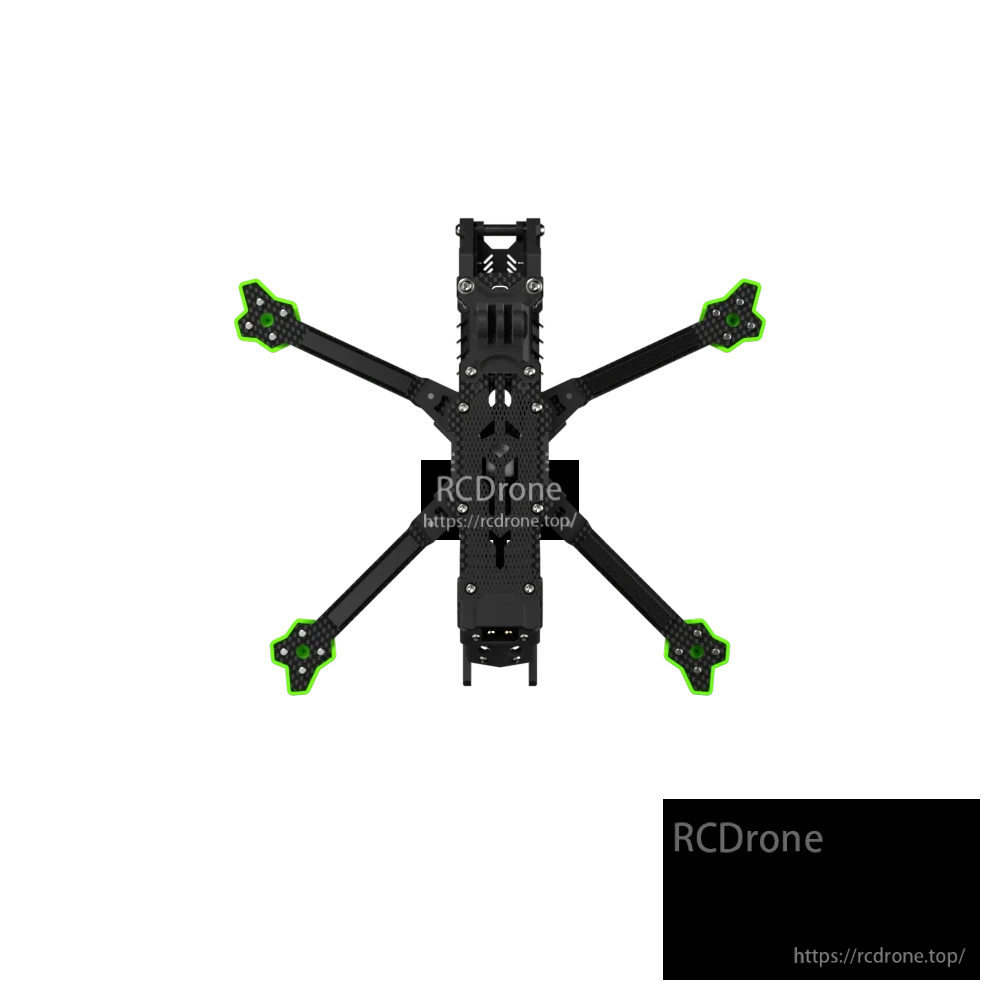 iFlight Nazgul Evoque F5 V3 FPV Frame, Top-down view of iFlight Nazgul Evoque F5 V3 FPV carbon fiber frame with X arms and motor mount plates