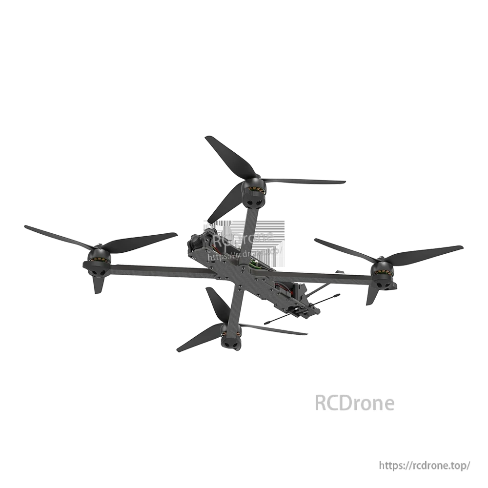 iFlight Nazgul XL10 V6 6S Analog 10 Inch FPV, Bottom view of iFlight Nazgul XL10 V6 FPV quadcopter with carbon frame, four motors, and props