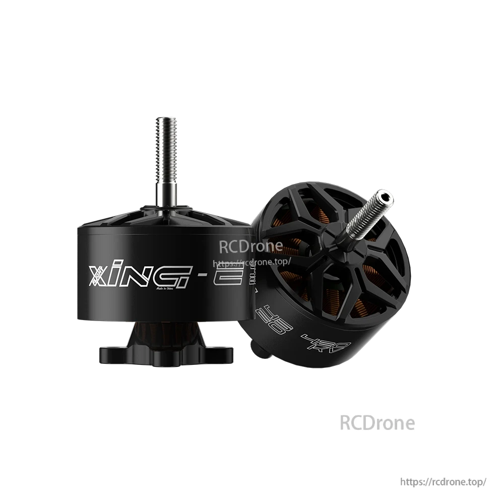 iFlight XING-E 4320 420KV Cinelifter Motor, iFlight XING-E 4320 420KV brushless cinelifter drone motor pair with black housing and threaded shaft