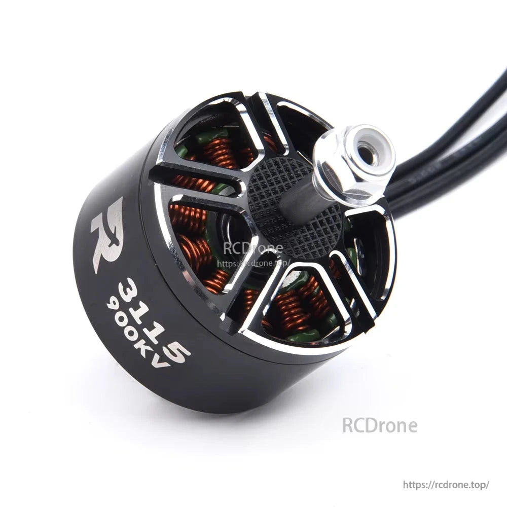 R3115 900KV Brushless Motor, R3115 900KV brushless motor, 3-6S, 31x15 stator, 112g, 37.5x33.6mm, for 10-inch FPV drones.
