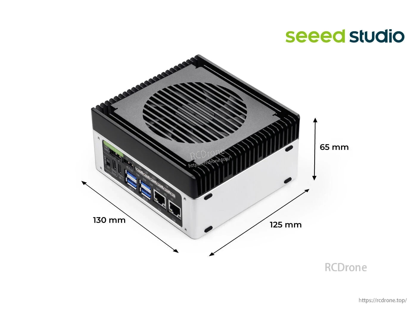 reComputer Robotics J4011 NVR Server with Jetson Orin NX (8GB, 117 TOPS), dual RJ45, 6x USB 3.2, and JetPack 6.2 for high-performance AI robotics and edge computing.