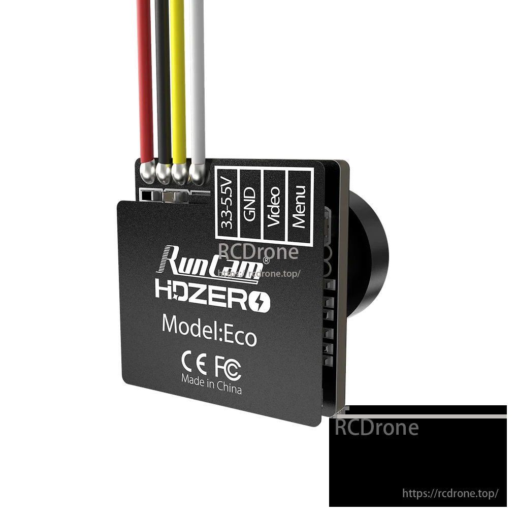 RunCam HDZero Eco Camera, The RunCam HDZero Eco is a lightweight 1.8g FPV camera with 720p 60FPS video and a 98° field of view, designed for Whoops drones.