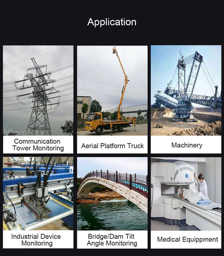 WitMotion SINVT 듀얼 축 경사계, 0–5V 아날로그 ±90°, RS232/RS485, 9–36V 전원, IP67 산업용 자세 센서