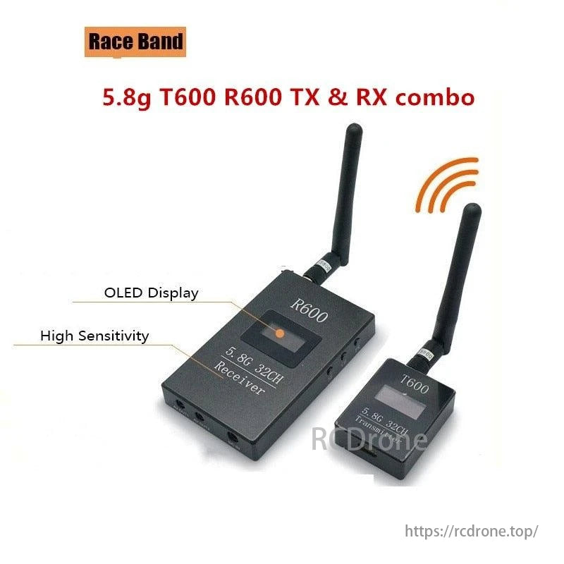 Skyzone Raceband T600 發射器/R600 接收器 - 5.8G 5.8ghz 600mW 發射器 R600 OLED 顯示屏 5.8g 32ch 接收器適用於 FPV DIY 賽車無人機遠距離