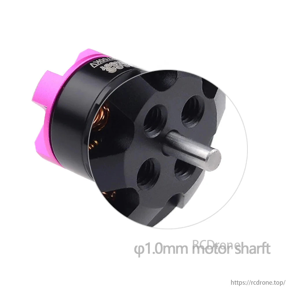 Surpass Hobby 1104 brushless motor for micro FPV drones, with φ1.0mm shaft and high KV ratings.