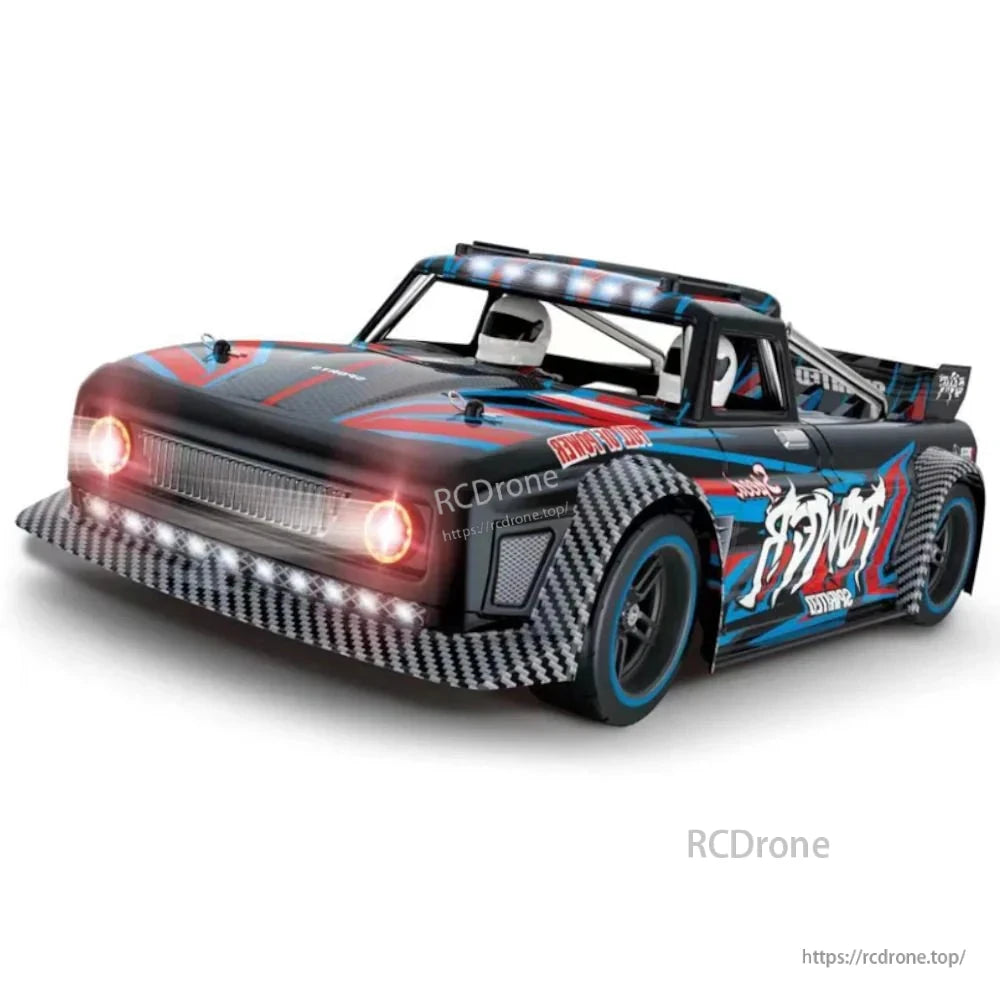 Wltoys 104072 1/10 4WD RC Drift Car, Wltoys 1/10 4WD RC drift car features a metal chassis, brushless motor, LED lights, and sporty design, reaching speeds up to 60 km/h.
