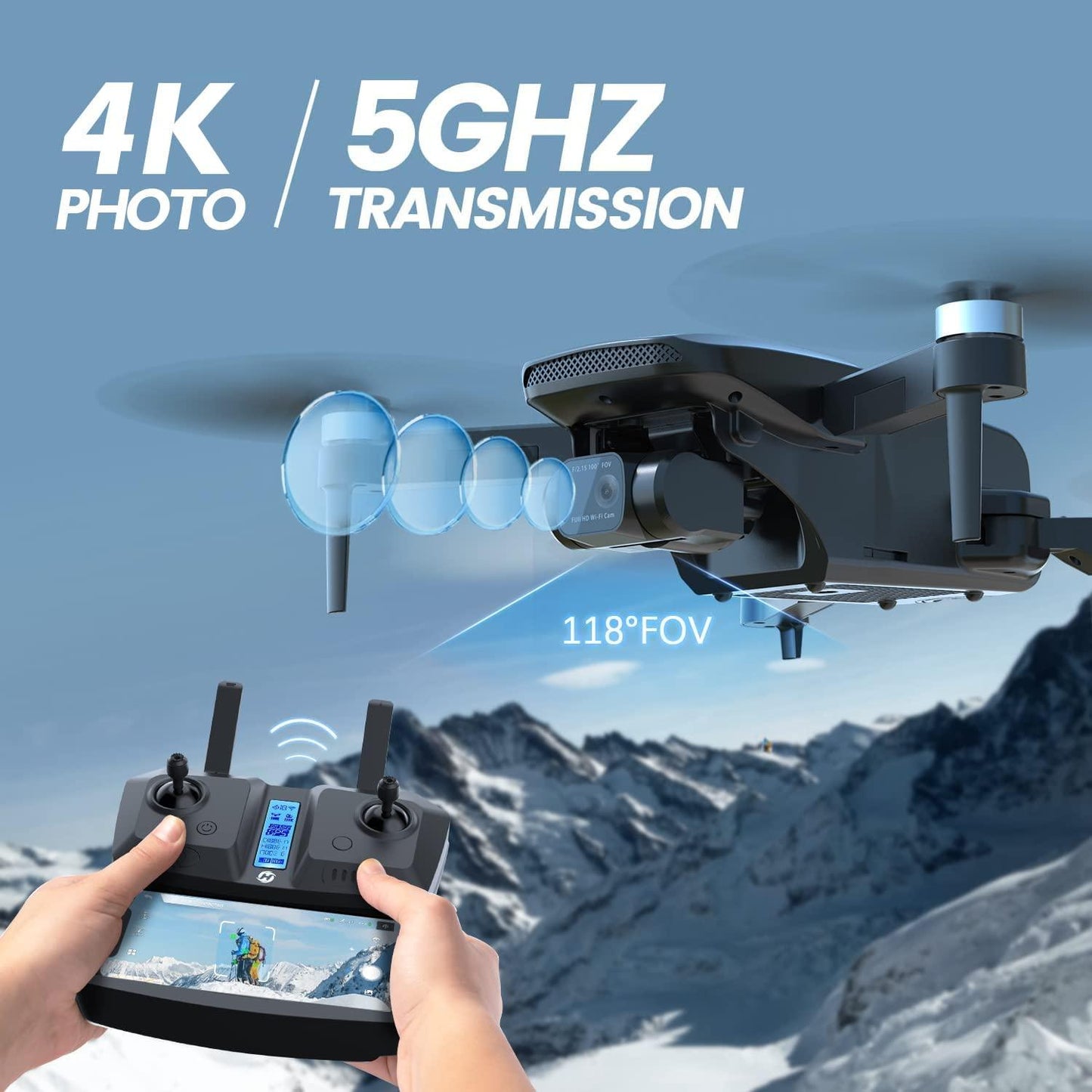 Holy Stone HS360 GPS Drone - for Adults with Rock Steady Camera 4K HD Photo 2-axis Gimbal, FPV Quadcopter for Beginners,Brushless Motor,46Mins Flight Time,Long Range,5GHz Wifi,Follow Me,Auto Return Home Professional Camera Drone - RCDrone