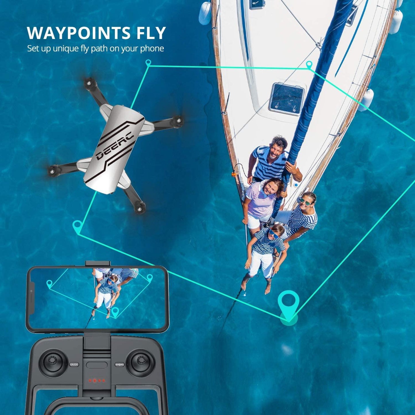 DEERC D20 Mini Drone - for Kids with 720P HD FPV Camera Remote Control Toys Gifts for Boys Girls with Altitude Hold, Headless Mode, One Key Start Speed Adjustment, 3D Flips 2 Batteries - RCDrone