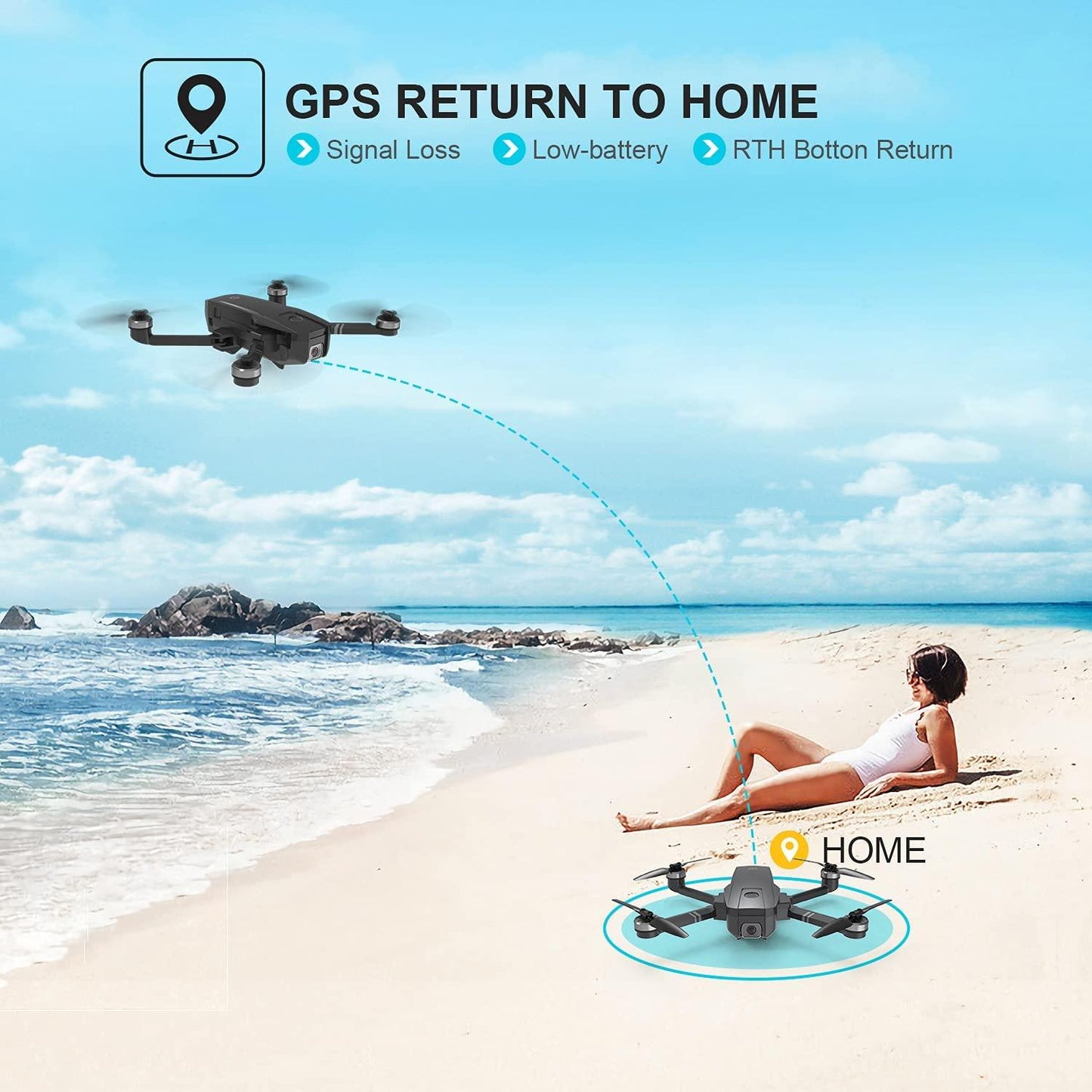 Holy Stone HS720 GPS Drone - with 4K HD UHD Camera for Adults, Quadcopter with Brushless Motor, Auto Return Home, Follow Me, 52 Minutes Flight Time, Long Control Range, Includes Carrying Bag Professional Camera Drone - RCDrone