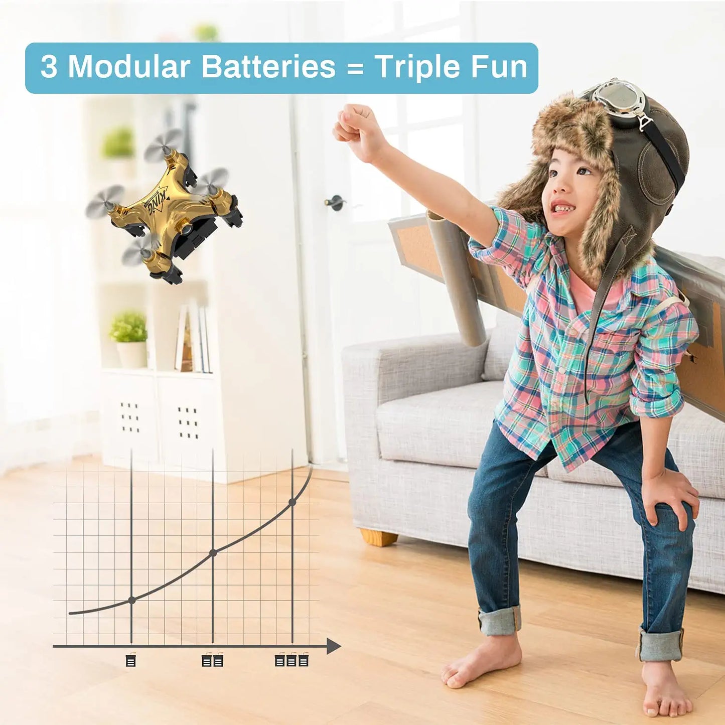 Holyton HT02 - Golden Mini Drone for Adult Beginners and Kids, Portable RC Quadcopter with Auto Hovering, 3D Flip, 3 Speed Modes, Headless Mode and 3 Batteries, Emergency Stop, Gift for Boys Girls - RCDrone