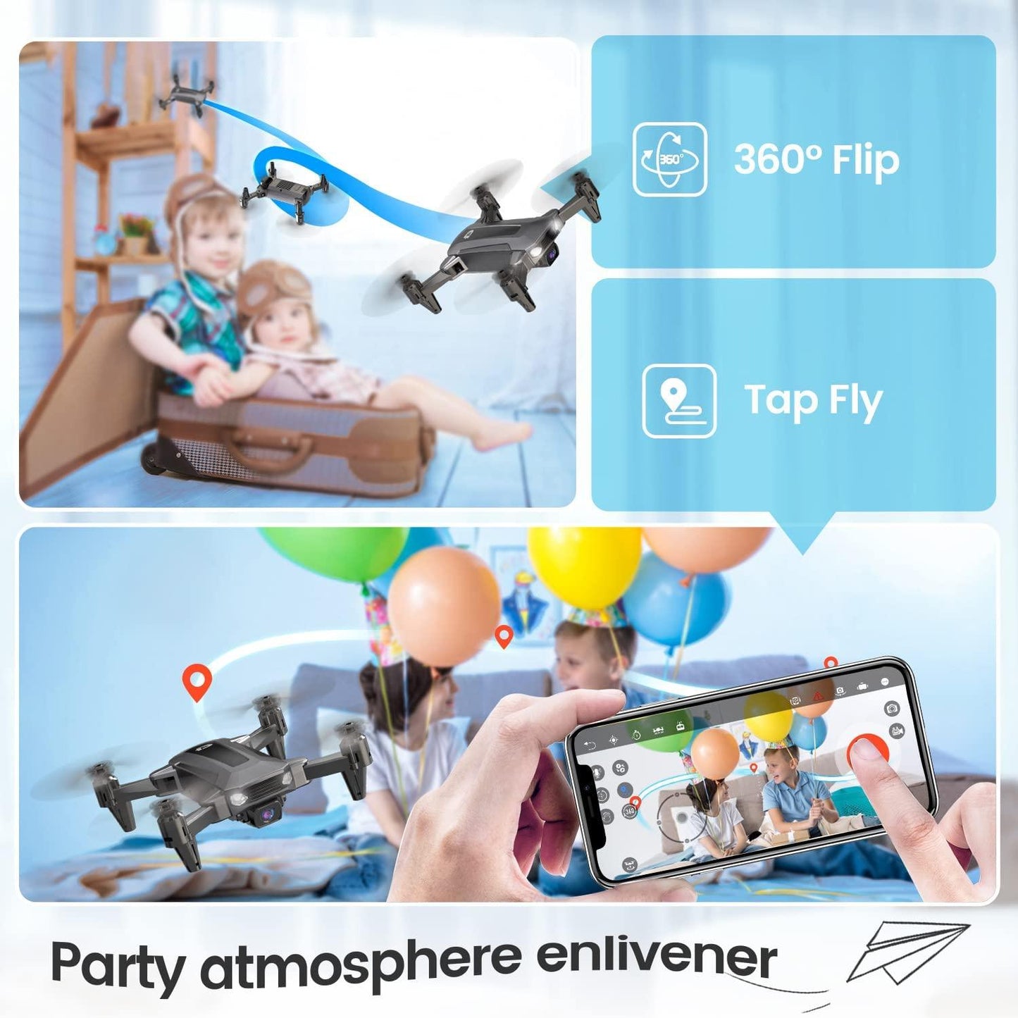 DEERC D40 Drone - FPV HD 1080P Mini Drones for Adults Kids Beginner, Foldable Quad Air Hobby RC Quadcopters & Multirotors, Toys Gifts, 2 Batteries 20 Mins Flight Time, Easy to Fly - RCDrone