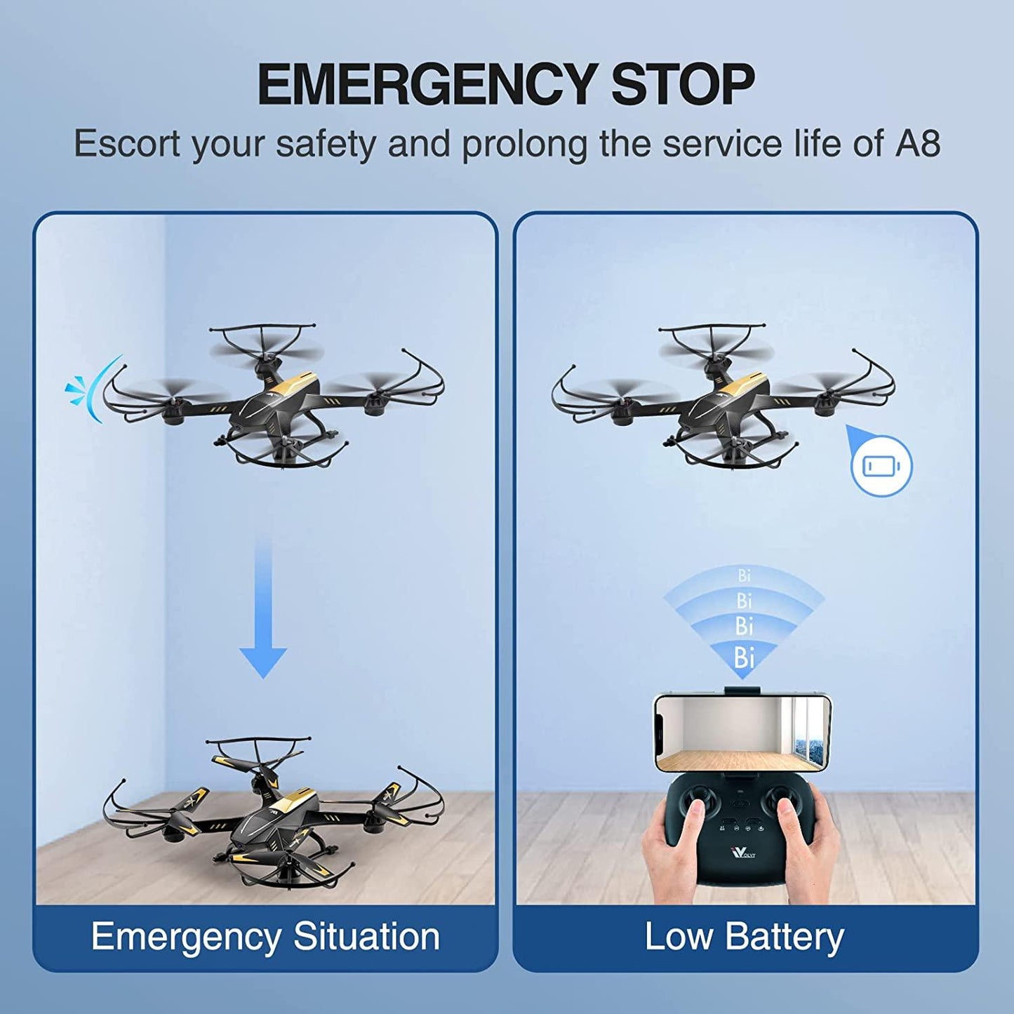 ATTOP A8 Drone - Larger 1080P FPV Drone with Camera One Key Start/Hover/Land Kids Drone Remote/APP/Voice/Gesture Control 24 Min Flight Low Battery Warn Safe Design - RCDrone