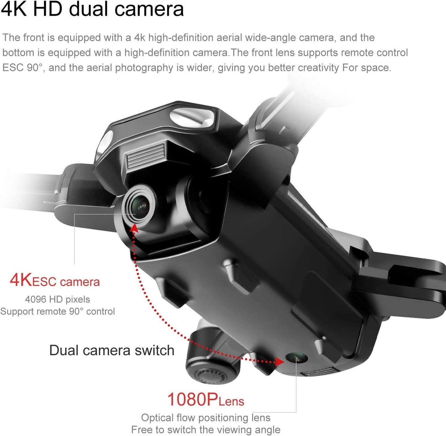S105 PRO Drone - GPS 5G Wifi Professional 4K HD Double Camera Brushless Motor Drones Stabilier, Drone for Adult with 3 Batteries Professional Camera Drone - RCDrone