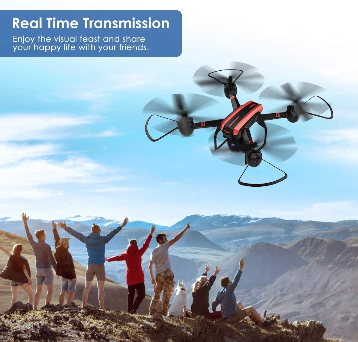 SANROCK X105W Drone - for Adults And Kids, 1080P HD Camera RC Quadcopter for Beginners, Wifi Live Video Cam, App Control, Altitude Hold, Headless Mode, Trajectory Flight, Gravity Sensor, 3D Flip - RCDrone