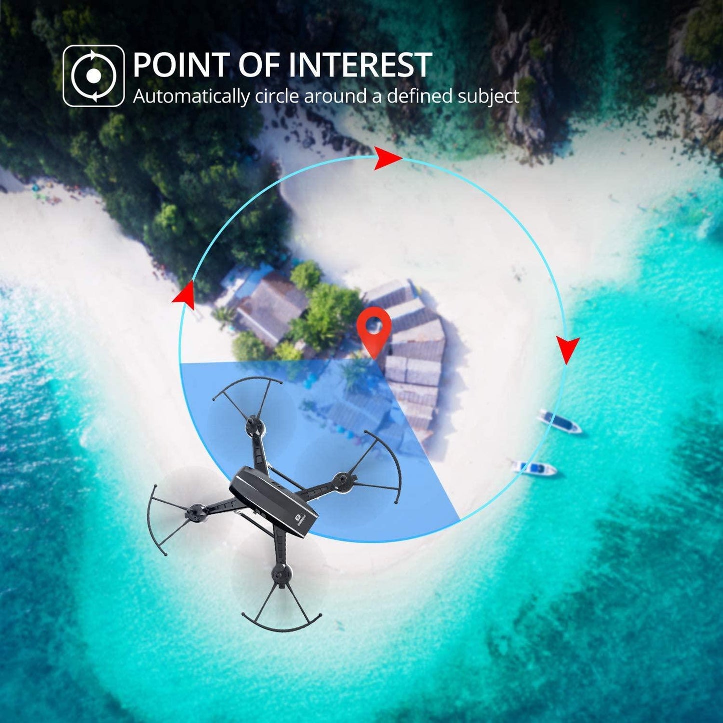 DEERC D50 Drone - with Camera for Adults 2K Ultra HD FPV Live Video 120° Wide Angle, Altitude Hold, Headless Mode, Gesture Selfie, Waypoints Functions RC Quadcopter with 2 Batteries and Backpack - RCDrone