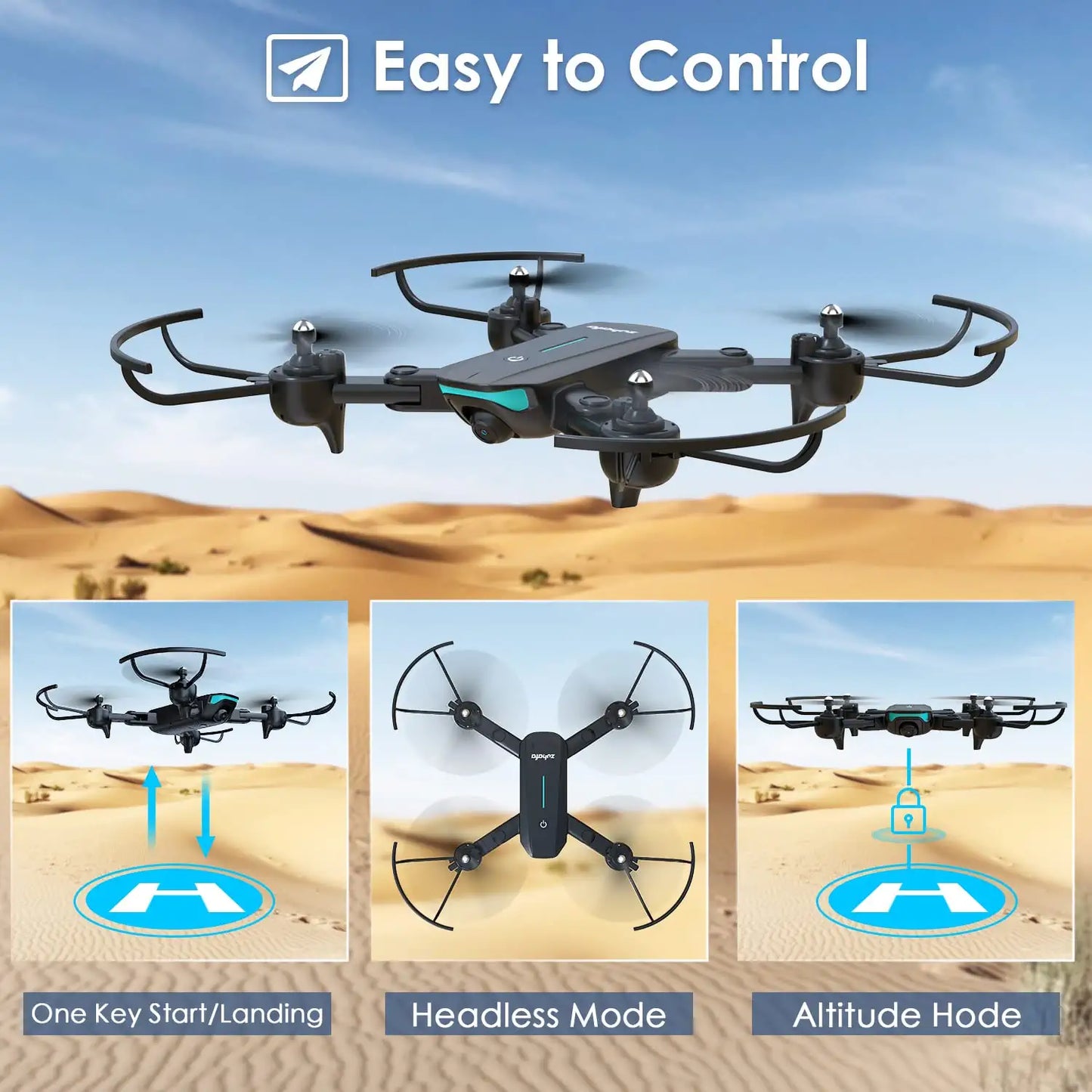 Zuhafa JY02 Drone- 1080P HD Camera 40 Mins Flight Time,Altitude Hold Mode, RTF One Key Take Off/Landing,2 Batteries - RCDrone