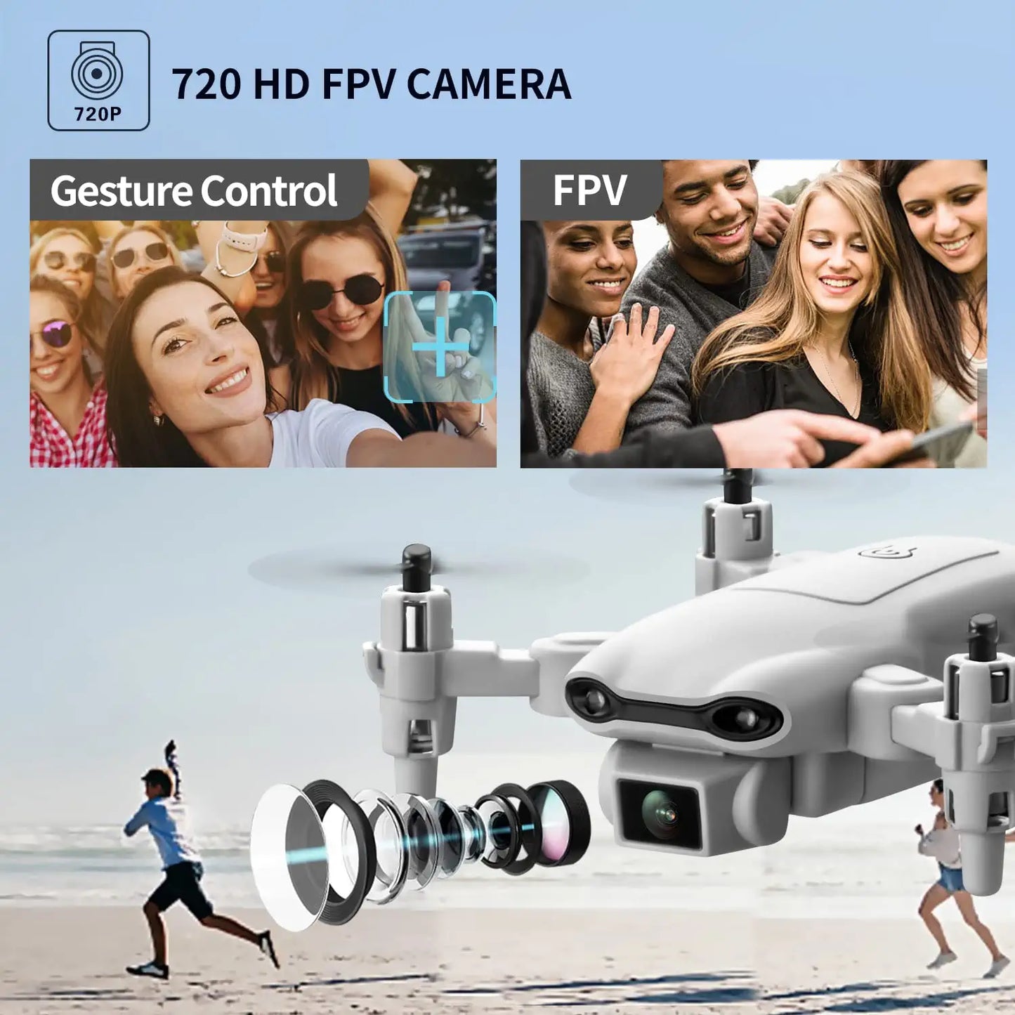DroneEye 4DV9 Mini Drone - for Kids with 720P HD Camera FPV Live Video RC Quadcopter Helicopter for Adults beginners Toys Gifts,Altitude Hold, Waypoints Functions,One Key Start,3D Flips - RCDrone