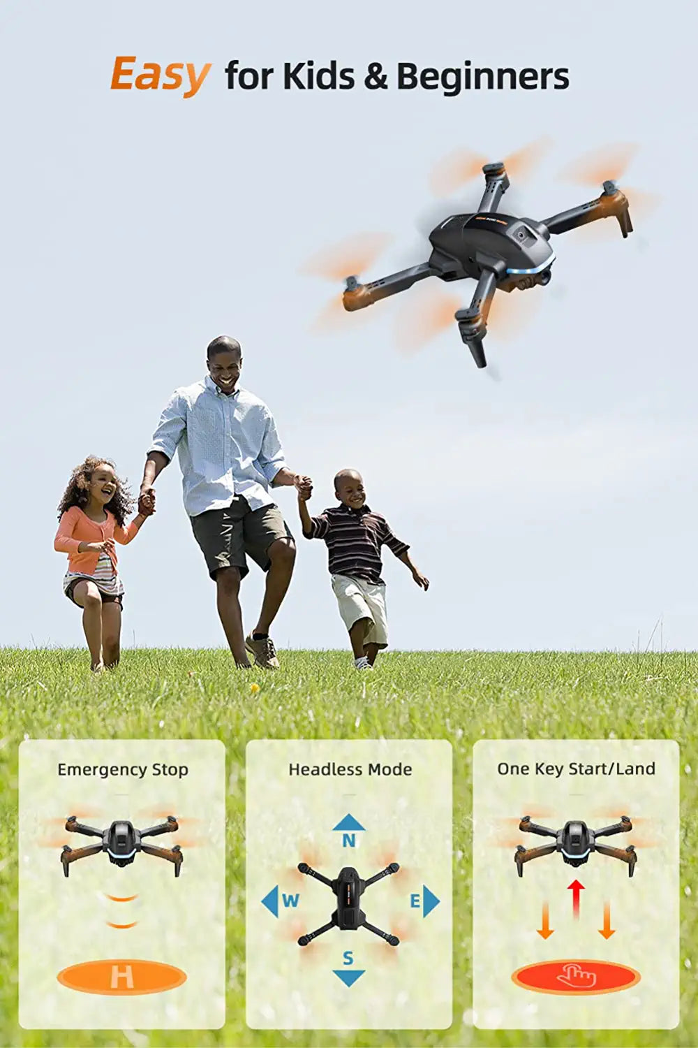 Hilldow D13 Camera Drone - 1080P Camera,Intelligent Obstacle Sensing, LED Headlights, RC Quadcopter 24 Min Long Flight Time in 3 Batteries - RCDrone