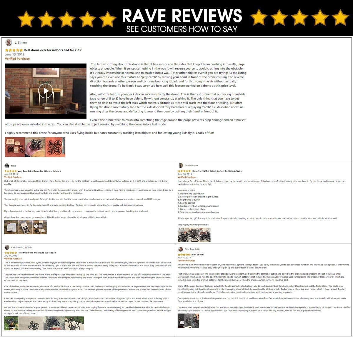 SYMA X100 Quadcopter with Auto-Avoid Obstacles, Safety Covered by Shell, 360°Flip, LED Light, 2 Speed for Kids, Boys and Girls Toys,Kids Hand Operated Drones - RCDrone