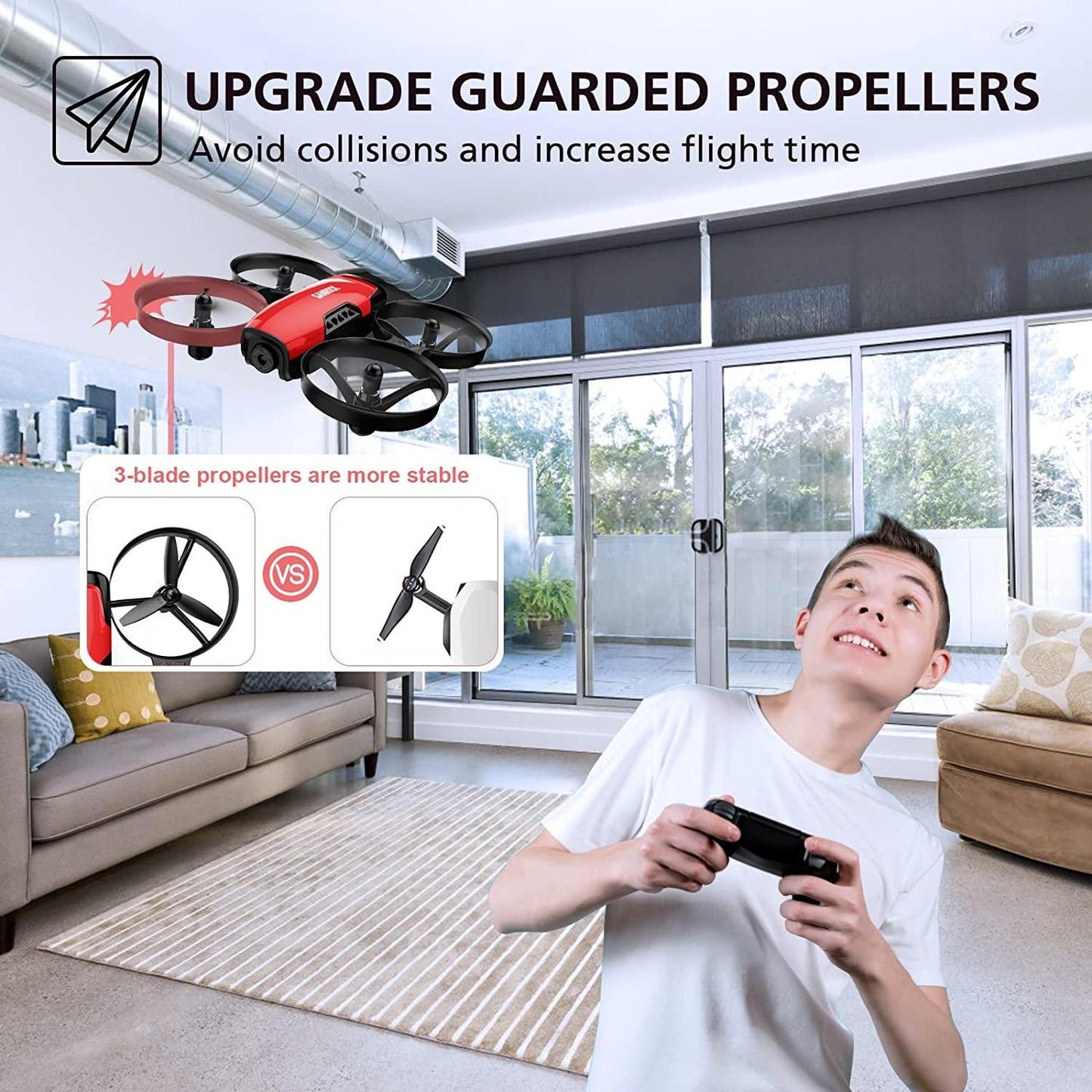 SANROCK U61W Drone - with Camera for Kids Adult Beginner 720P HD & 2 Batteries, Mini Drone Toy Gift for Boy Girl WiFi FPV RC Quadcopter, Waypoints Fly, Headless Mode, Altitude Hold, Emergency Stop - RCDrone