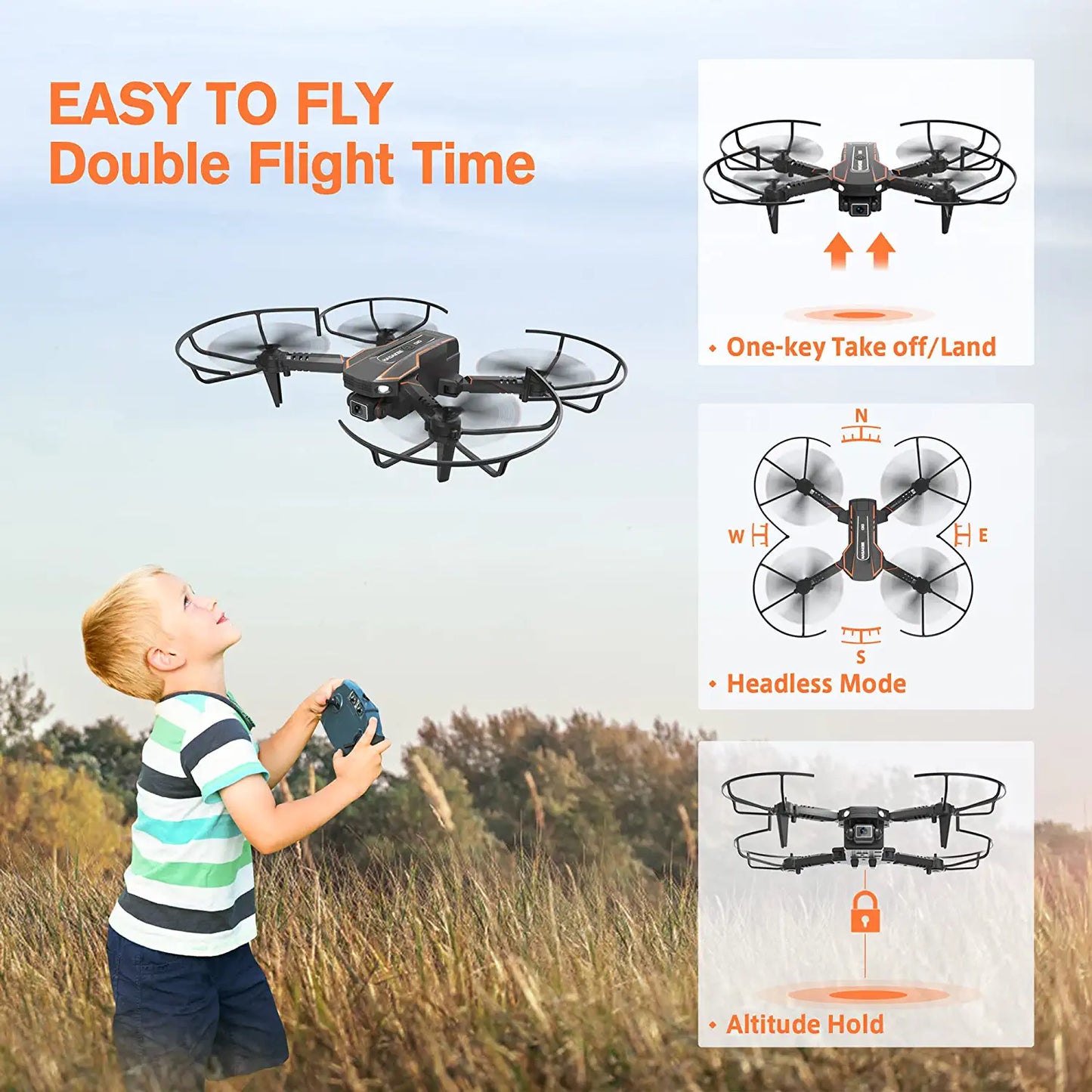 AVIALOGIC Mini Drone - with Camera for Kids, Remote Control Helicopter Toys Gifts for Boys Girls, FPV RC Quadcopter with 1080P HD Live Video Camera, Altitude Hold, Gravity Control, 2 Batteries - RCDrone