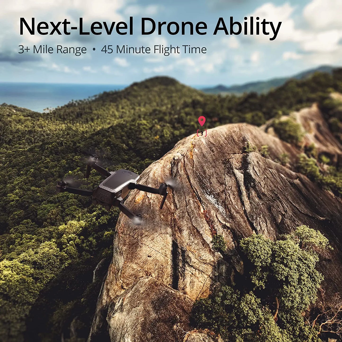 EXO Mini Drone - Professional 4K HD UHD Long Range Drone. 40 Minute Battery Life, 4K HD Camera, 5 Mile Range, 12MP Photo, Follow-Me, Return to Home, +15 more. Ready to Fly & Case Included Professional Camera Drone - RCDrone