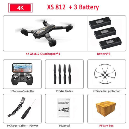 VISUO XS812 Drone - GPS 5G WiFi FPV With 4K HD FHD Camera Foldable RC Drone Quadcopter RTF Kids Birth Gift Professional Camera Drone - RCDrone