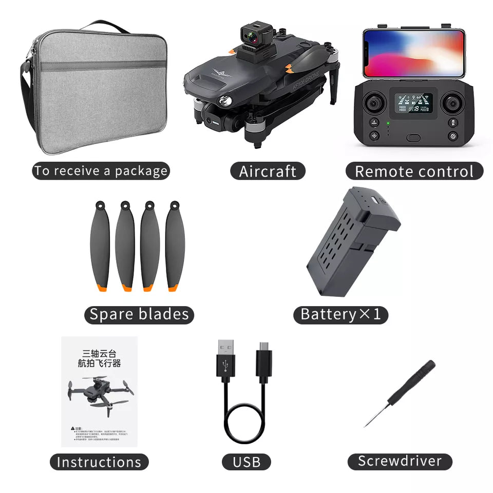 KFPLAN KF106 Drone - 3-Axis Obstacle Avoidance 6K HD Professional Camera 25 min long distance Gimbal motors Brushless Professional Camera Drone - RCDrone
