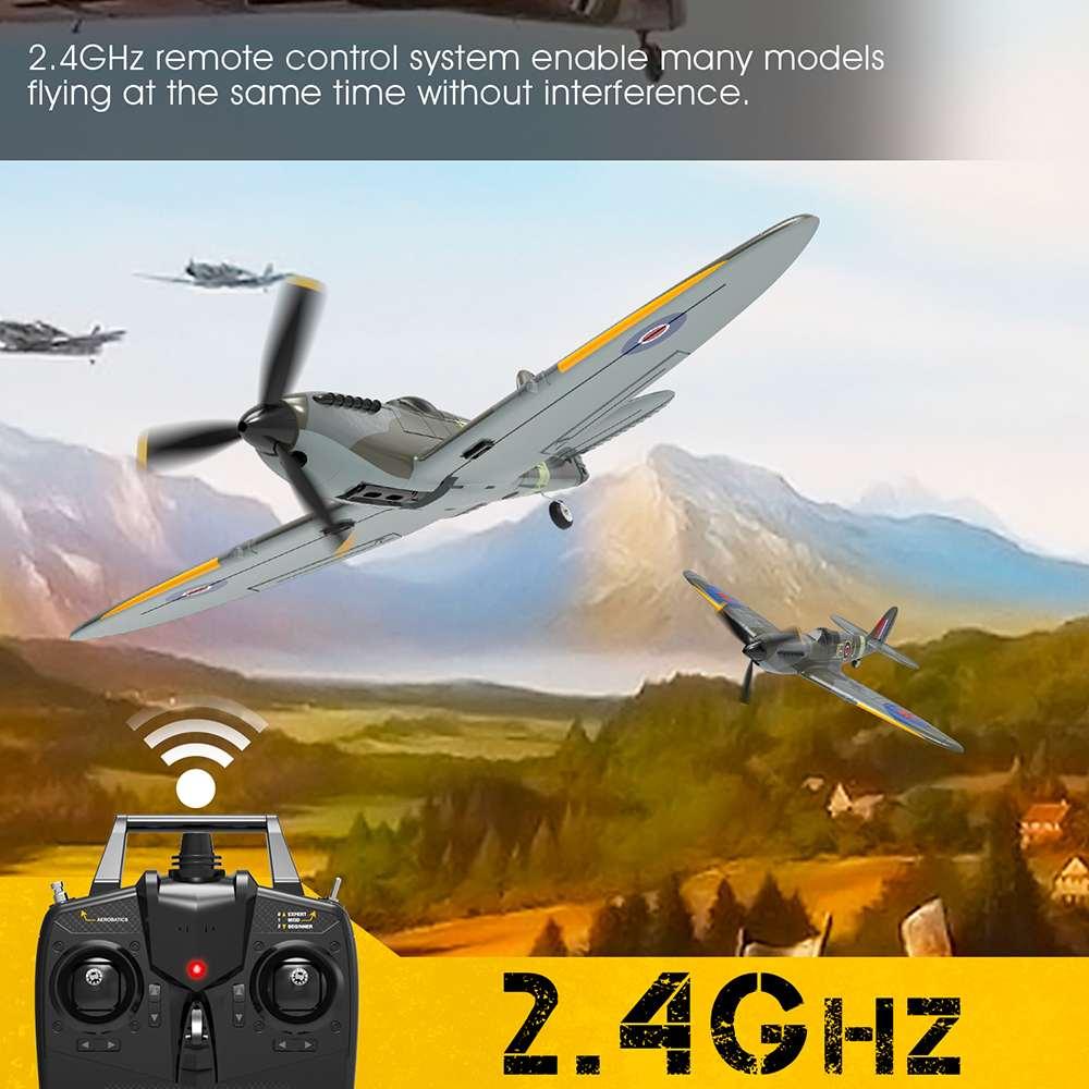 Eachine Spitfire RC Airplane - 2.4GHz EPP 400mm Wingspan 6-Axis Gyro One-Key U-Turn Aerobatic Mini RTF for Trainer Beginner Toys - RCDrone