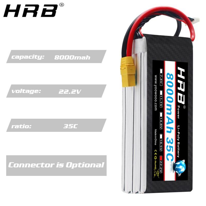 HRB 22.2V 8000mah Lipo Battery - 6S XT60 EC5 XT90 Deans T XT150 AS150 35C RC Parts For FPV Drone Quadcopter Helicopter Airplane Car Boat - RCDrone
