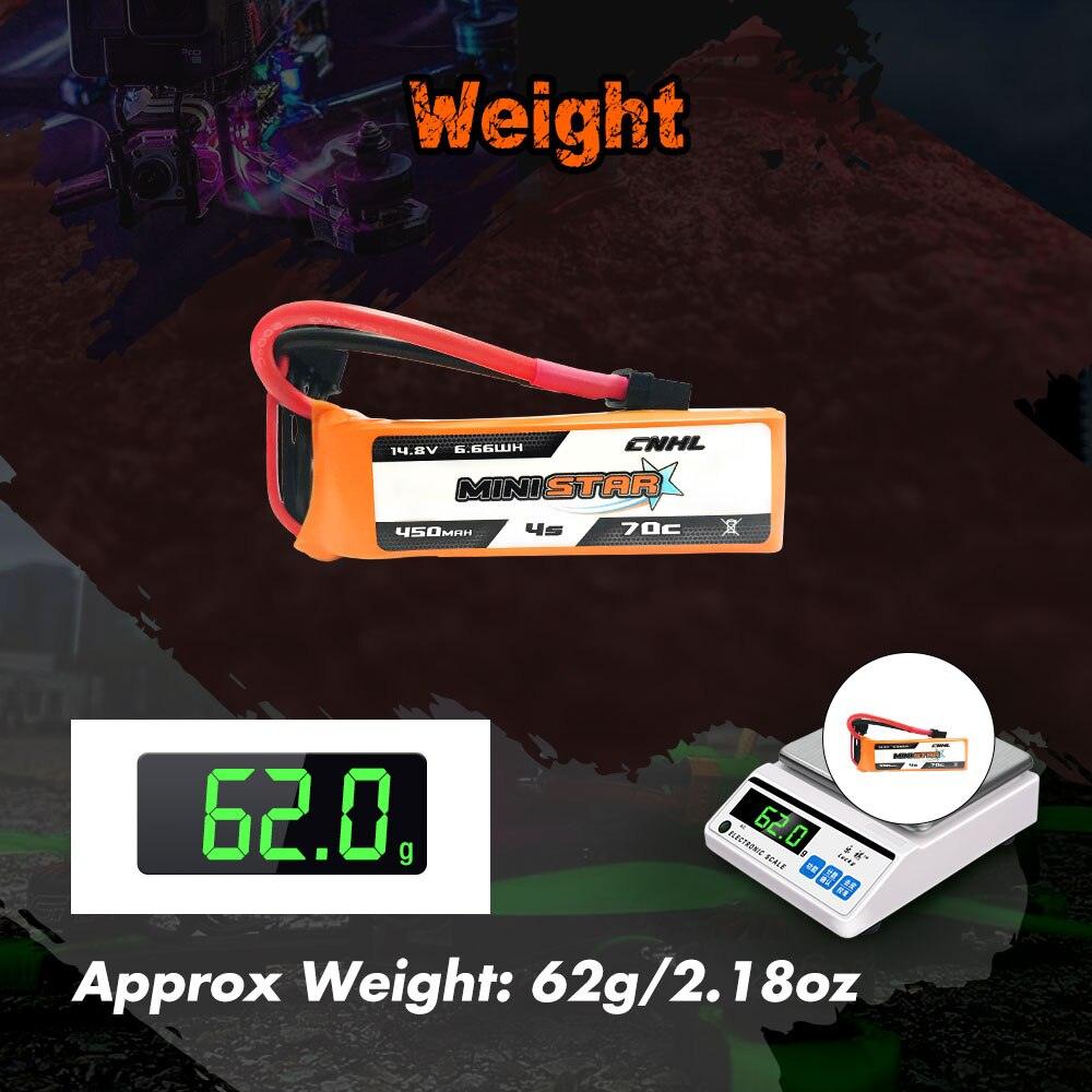 4PCS CNHL Lipo 4S 14.8V Battery for FPV - 450mAh 70C MiniStar With XT30 Plug For Mini Quadcopter RC CineBee Whoop Beta FPV Toothpick Drone - RCDrone