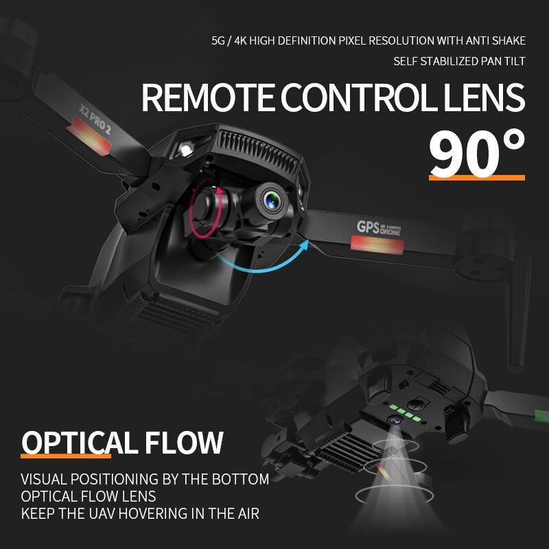 X2 Pro2 GPS Drone - 2023 New 4K HD 1080P Dual Camera Mechanical 2-Axis Gimbal Dual Camera 5G WIFI Brushless Foldable Quadcopter Professional Camera Drone - RCDrone