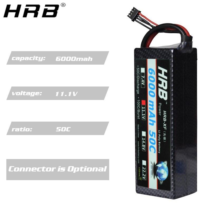 HRB Lipo Battery 3S 11.1V 6000mah - 50C T Deans XT60 EC5 XT90 Hardcase Car Truck Boat FPV Airplane Quadcopter RC Parts - RCDrone