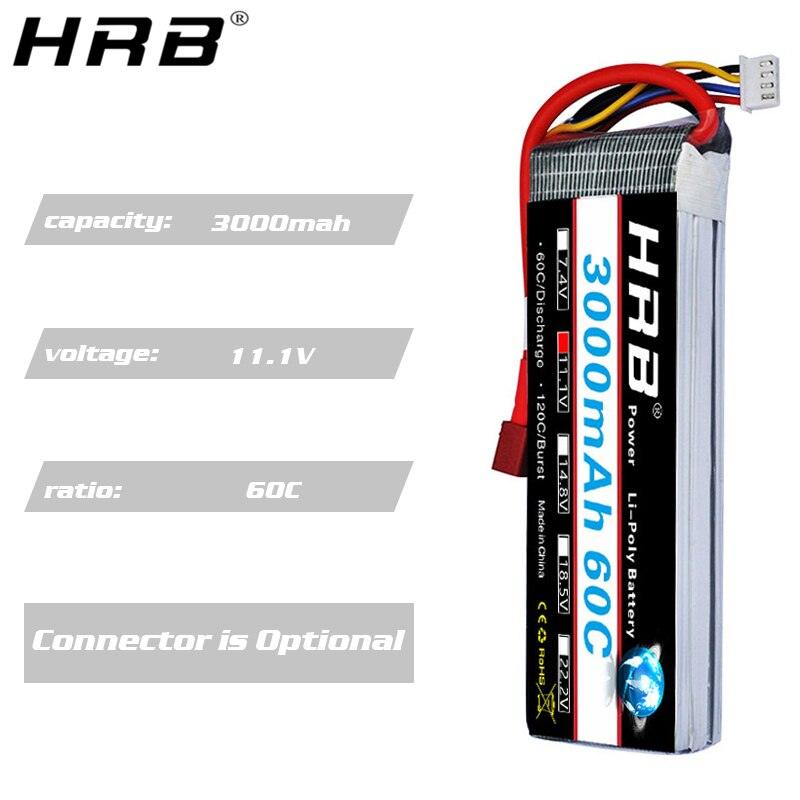HRB 3S 11.1V 3000mah Lipo Battery - 60C XT60 EC5 T Deans XT90 Connector For Car FPV Airplane Drone Boat Truck RC Parts - RCDrone