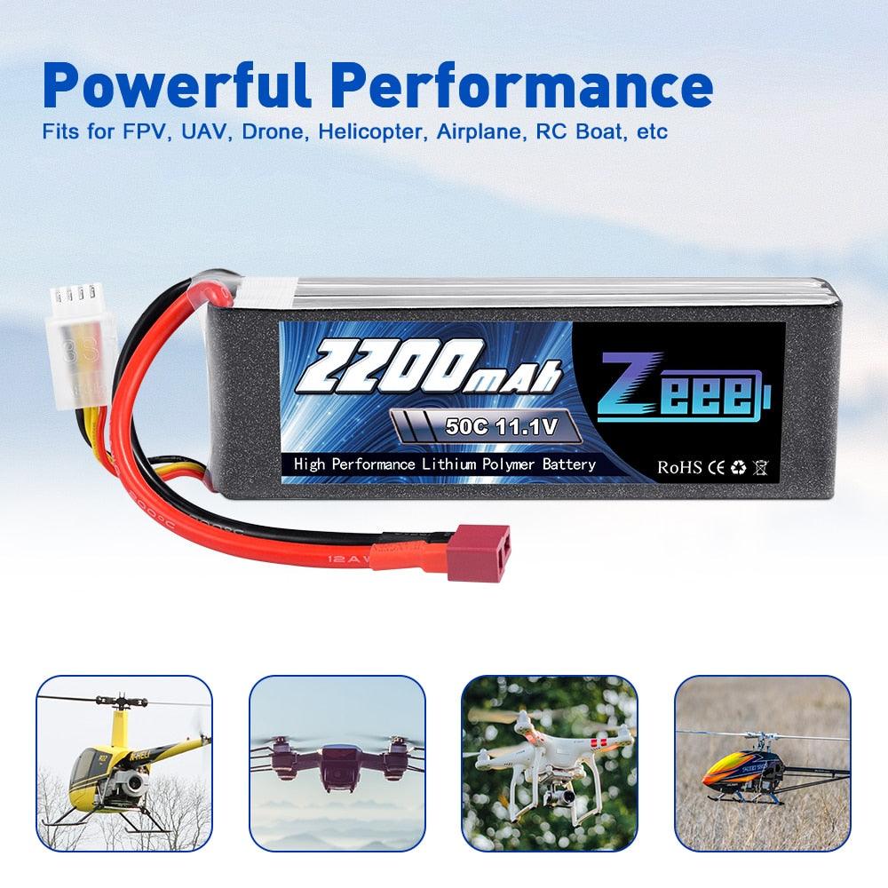 2units Zeee LiPo Battery 11.1V 3S 2200mAh 50C for RC Car with Deans Plug For RC Helicopter Drone Boat Airplane FPV Battery - RCDrone