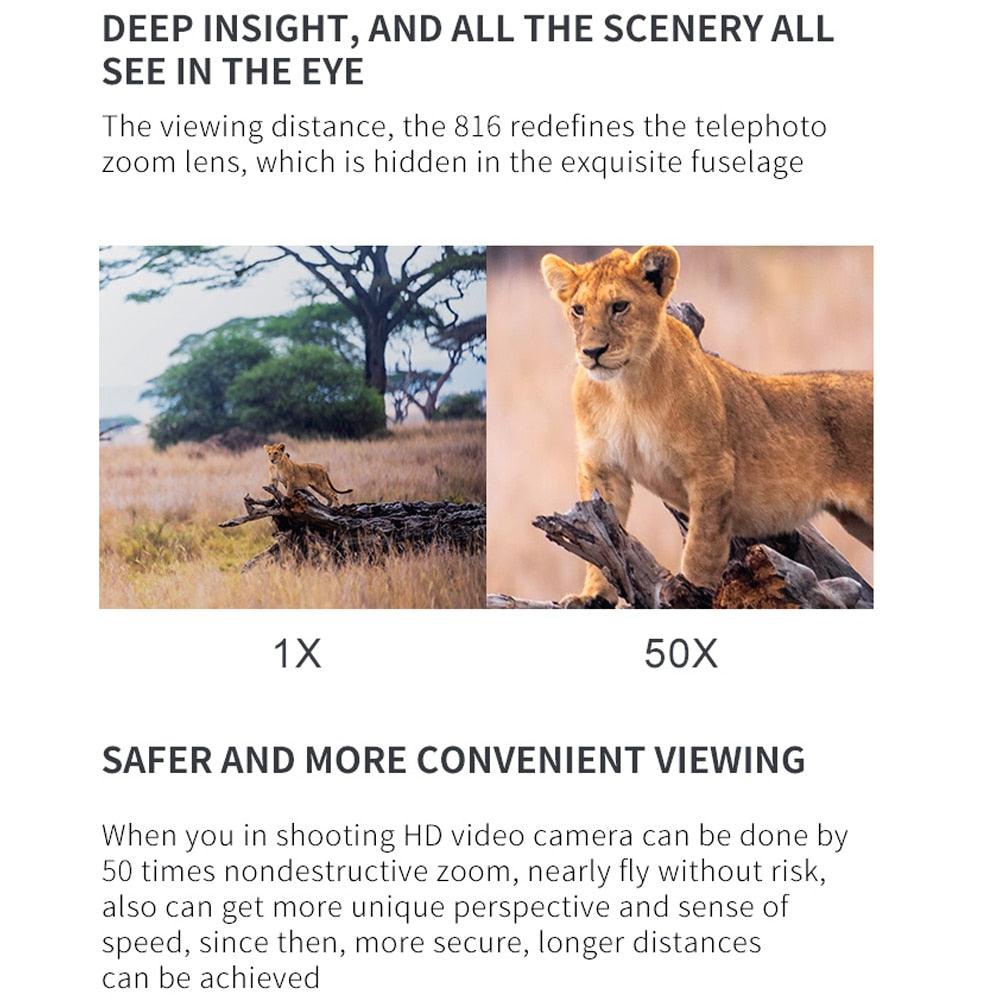 Visuo XS816 Drone - with 50 Times Zoom WiFi FPV 4K Dual Camera Optical Flow Quadcopter Foldable Selfie Drone - RCDrone